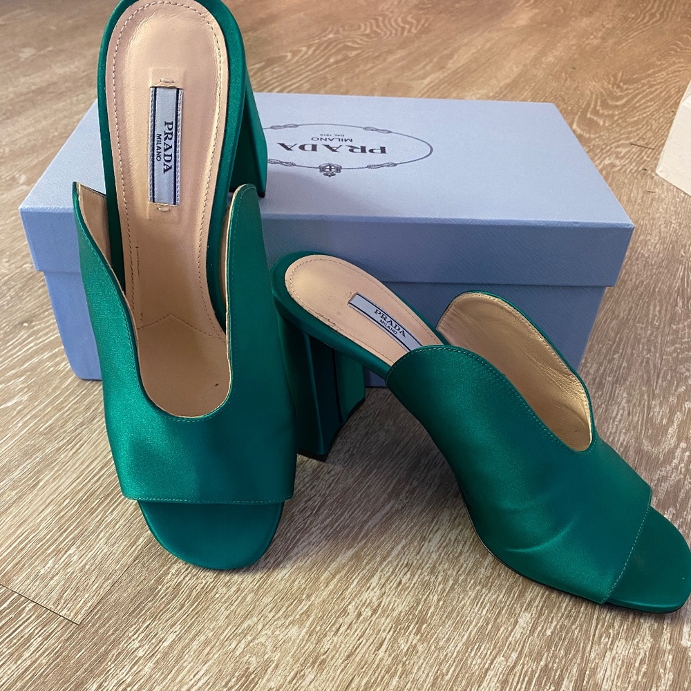 Prada High Heel Silk Mule sz 39 1/2